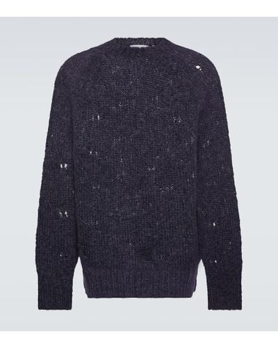 Our Legacy Needle Drop Raglan Wool-blend Sweater - Blue