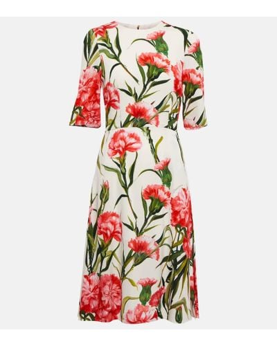 Dolce & Gabbana Floral-printed Silk-blend Midi Dress - Red
