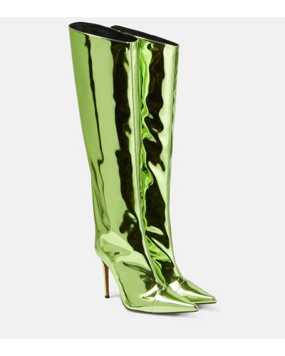 Alexandre Vauthier Mirrored Leather Knee-high Boots - Green