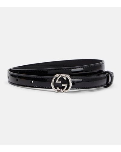 Gucci Double G Patent Leather Belt - Black