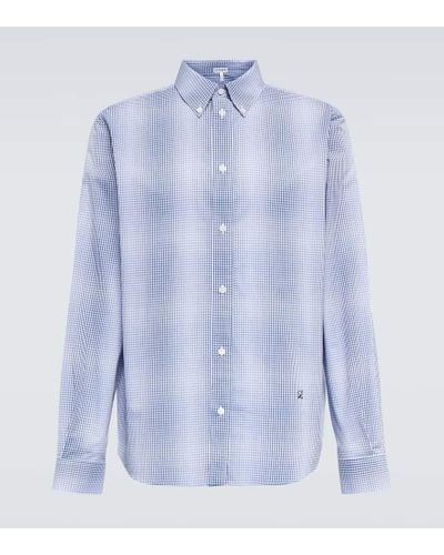Loewe Camisa de algodon a cuadros destenidos - Azul