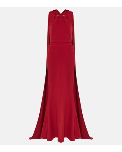 Safiyaa Lilien Halterneck Crepe Gown - Red