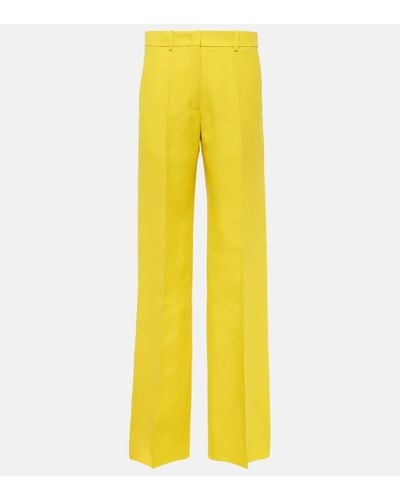 Valentino Pantalones rectos de Crepe Couture de tiro alto - Amarillo