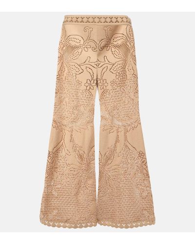 Valentino Guipure Lace Wide-leg Pants - Natural