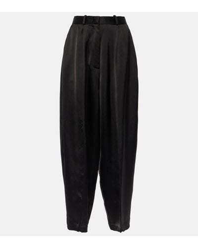Co. High-rise Satin Crepe Wide-leg Trousers - Black