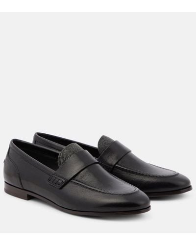 Brunello Cucinelli Verzierte Loafers aus Leder - Schwarz