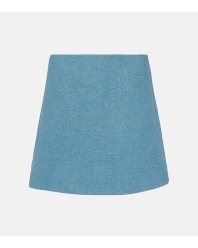 Ganni Minigonna in twill di misto lana - Blu