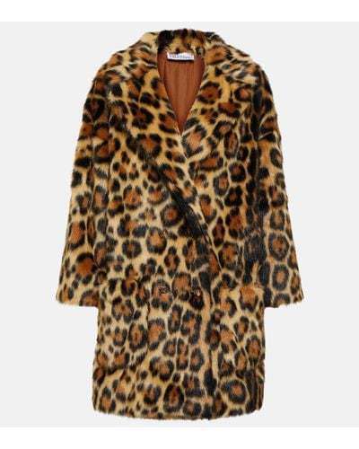 RED Valentino Leopard-print Faux Fur Coat - Brown