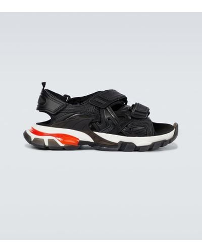 Balenciaga Track Clear Sole Strapped Sandals - Black