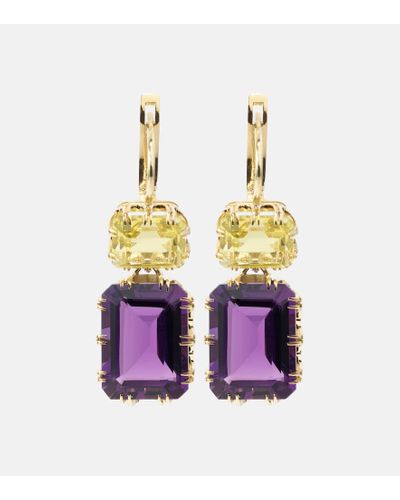 Ileana Makri Crown 18kt Gold Earrings With Topaz And Amethyst - Multicolor