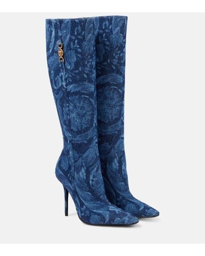 Versace Stivali al ginocchio Barocco Medusa '95 120mm - Blu