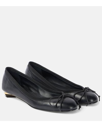 Alexander McQueen Bow-detail Leather Court Shoes - Black