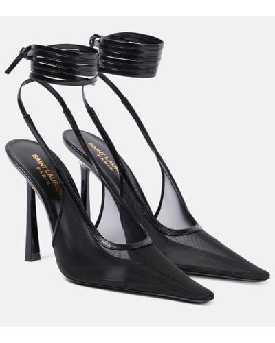 Saint Laurent Oxalis 110 Mesh Slingback Court Shoes - Black
