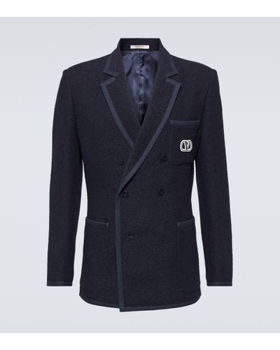 Valentino Vlogo Signature Tweed Blazer - Blue