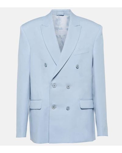 Wardrobe NYC Double-breasted Wool Twill Blazer - Blue