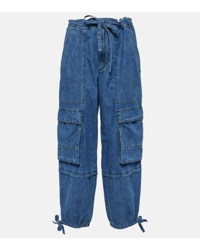 Isabel Marant Ivy Mid-rise Denim Cargo Pants - Blue
