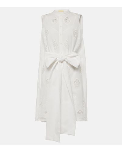 Erdem Besticktes Minikleid aus einem Baumwollgemisch - Weiß