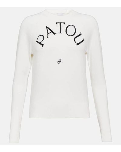 Patou Jersey en mezcla de lana con logo - Blanco