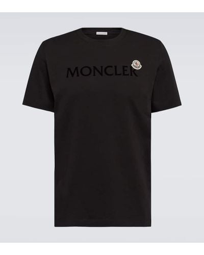Moncler Camiseta en jersey de algodon bordado - Negro