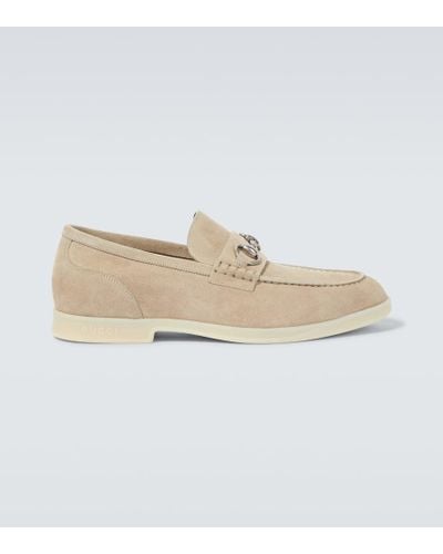 Gucci Horsebit Suede Loafers - White