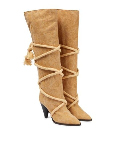 Isabel Marant Lophie Canvas Knee-high Boots - Metallic