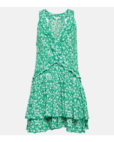 Poupette Vestido corto Mae con volantes floral - Verde