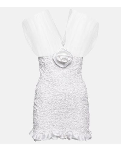 Alessandra Rich Textured Silk Minidress - White