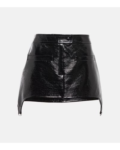 Courreges Asymmetric Vinyl Miniskirt - Black