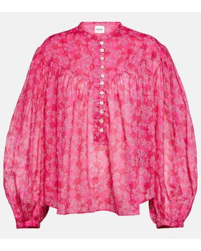 Isabel Marant Bedruckte Bluse Salika aus Baumwolle - Pink