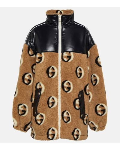 Gucci Interlocking G Wool-blend Fleece Jacket - Blue