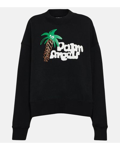 Palm Angels Felpa in cotone con stampa - Nero