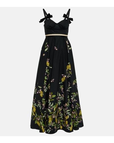Giambattista Valli Bow-detail Printed Poplin Gown - Black