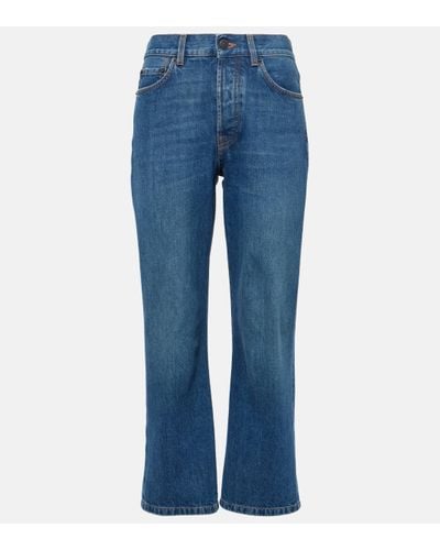 The Row Lesley Mid-rise Cropped Straight Jeans - Blue