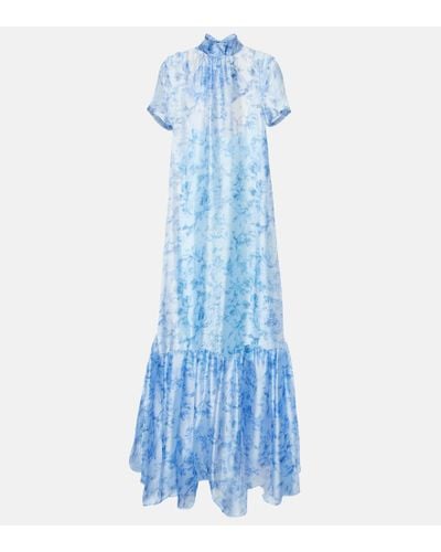 STAUD Vestido largo Calluna floral - Azul