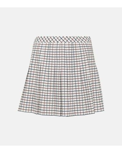 Tory Sport Checked Pleated Jersey Tennis Skirt - White