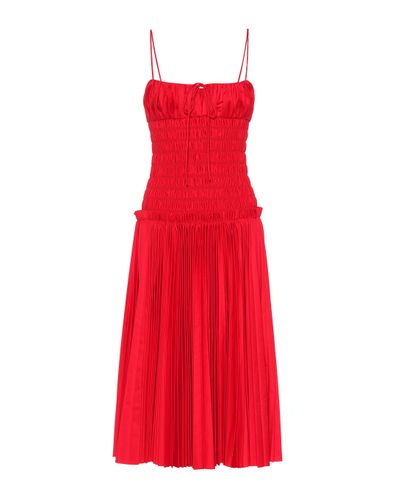 Khaite Delphine Smocked-bodice Cotton Dress - Red