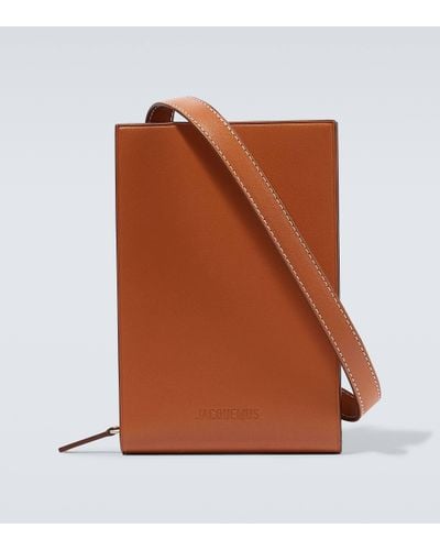 Jacquemus Le Gadju Leather Wallet With Strap - Brown