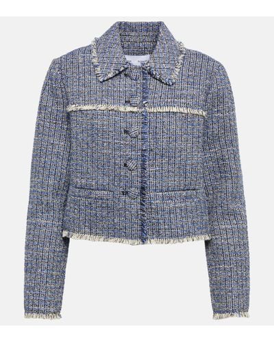 Proenza Schouler White Label Cropped Tweed Jacket - Blue