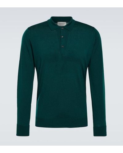 John Smedley Cotswold Wool Polo Sweater - Green
