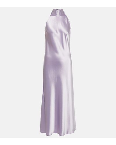 Galvan London Sienna Satin Midi Dress - Purple