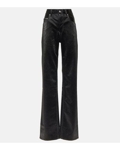 Saint Laurent Coated Straight Pants - Black