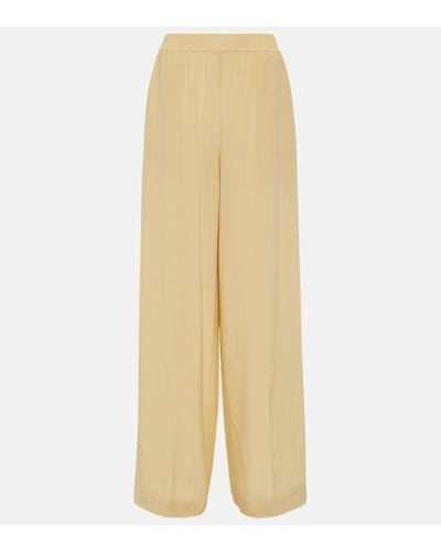 JOSEPH Hulin Silk Crepe Wide-leg Trousers - Yellow