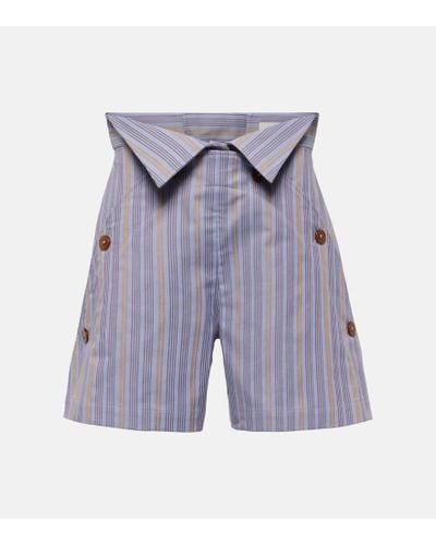 Vivienne Westwood W Cj Striped High-rise Cotton Shorts - Blue