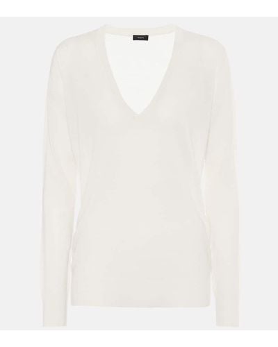 JOSEPH V-neck Cashmere Sweater - White