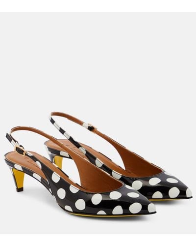 Marni Slingback-Pumps aus Lackleder - Braun