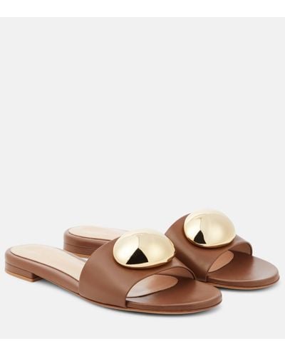Gianvito Rossi Sphera Embellished Leather Mules - Brown