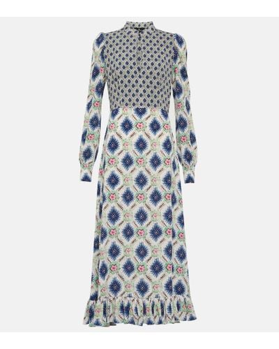Etro Sablé Geometric-print Midi Dress - Blue
