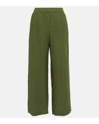 Velvet Pantalones Lola de lino de tiro alto - Verde
