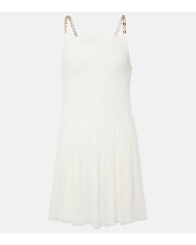 Rabanne Chain-detail Pleated Silk-blend Minidress - White