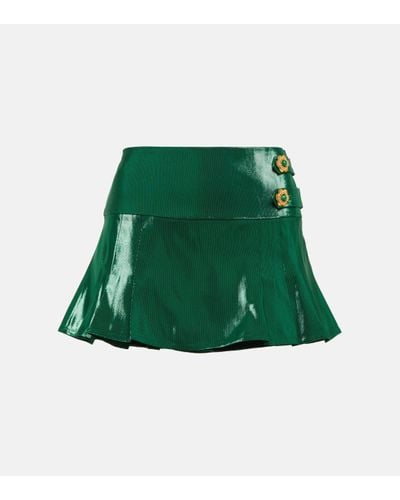 Miss Sohee Silk Lame Miniskirt - Green